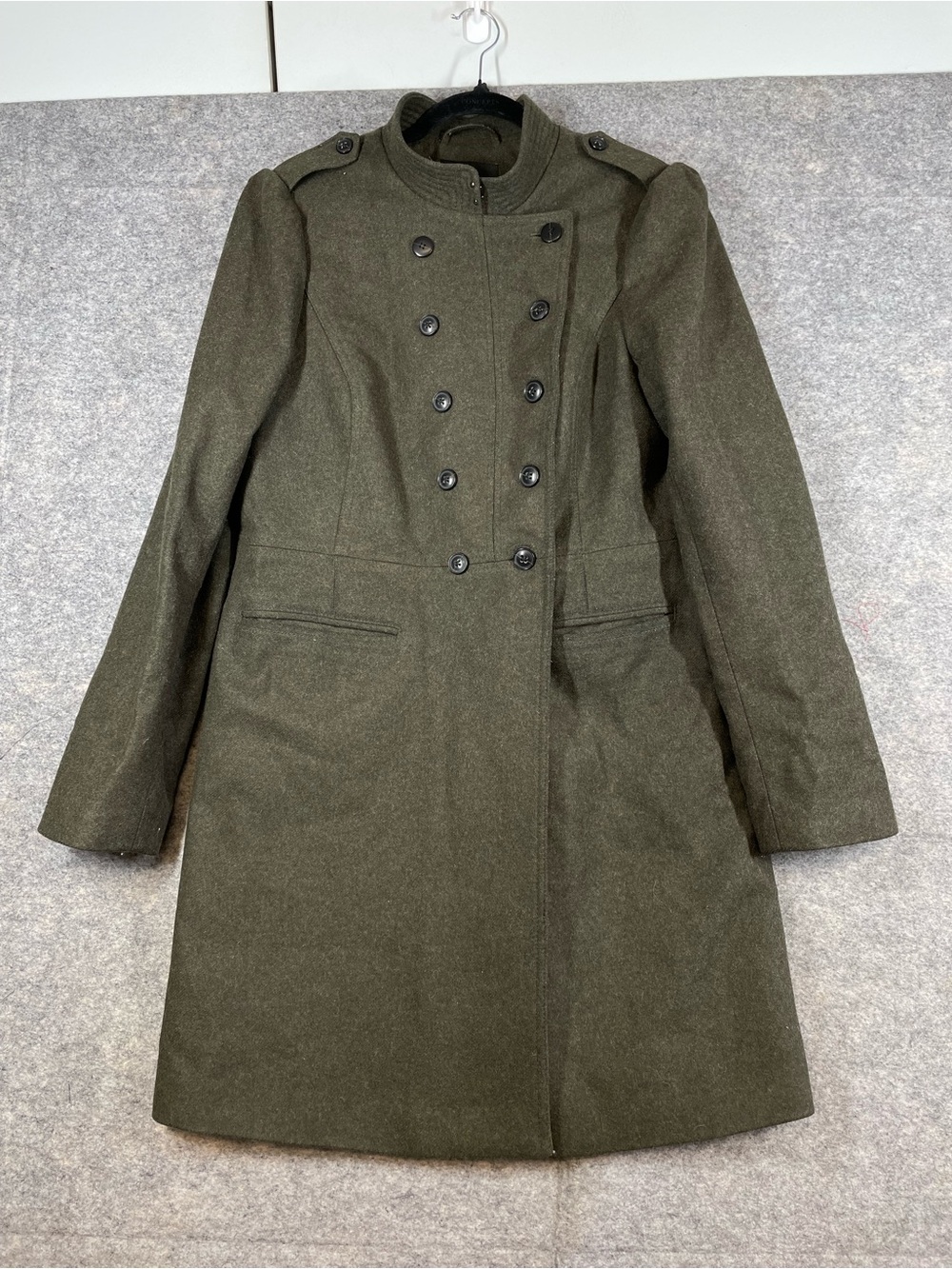 Banana Republic Olive Green Wool Blend Military Double Breasted Coat Size Large